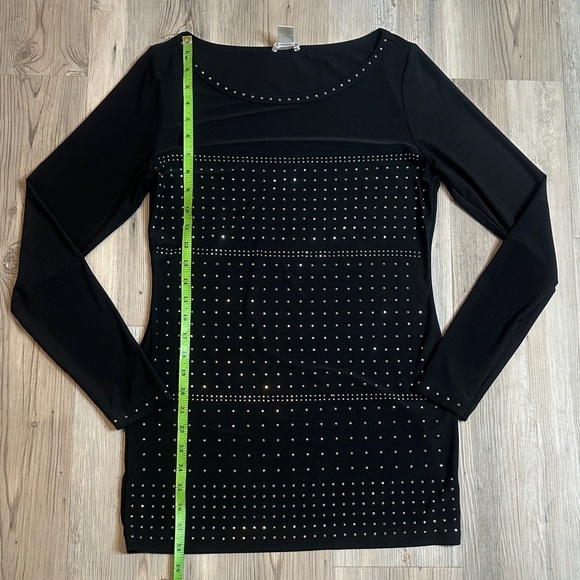 EUC Cache Blong Black Silver Studded Long Sleeve Top, M - Picture 6 of 10